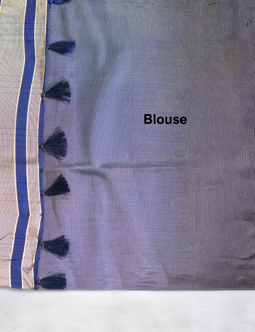 Navy Blue Semi Tussar Saree with Butta All Over - Small Border