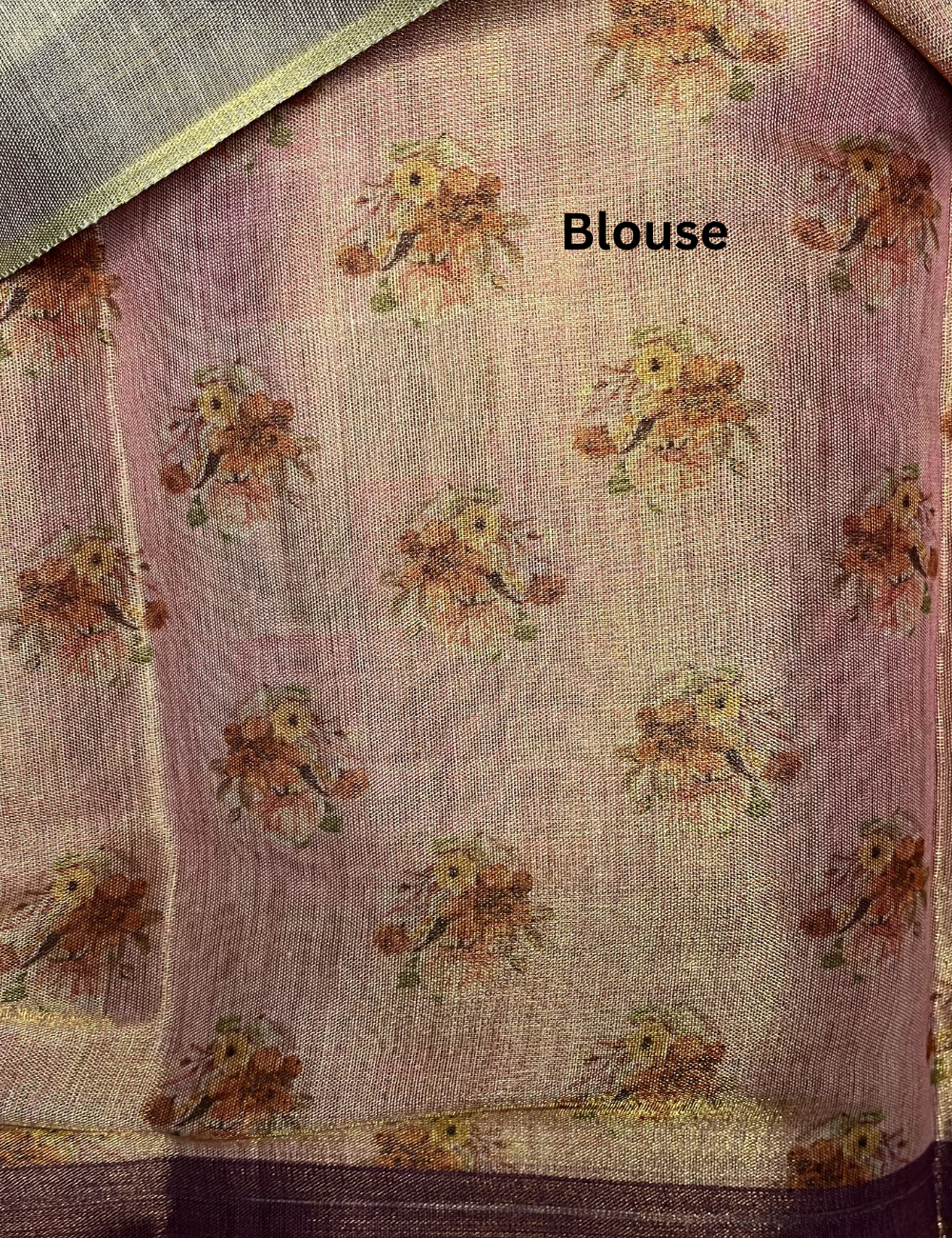 Fancy Chanderi Tissue Saree - Floral prints - Dual Shade Pink
