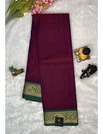 Kanchi Cotton - Magenta with Green Mango Border