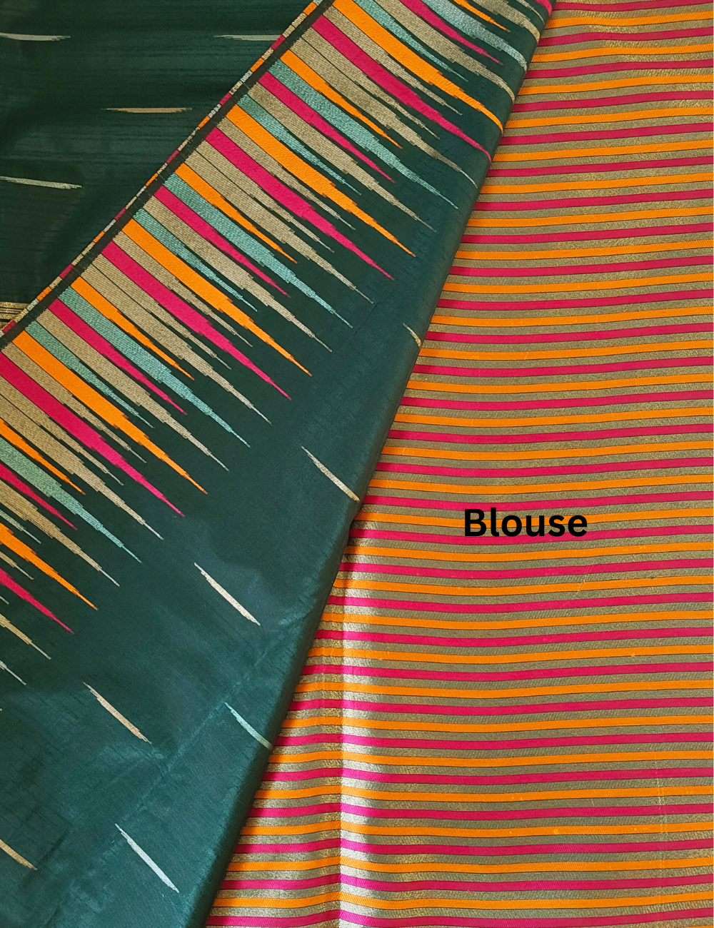 Bangalore Silk - Striped Border Pallu - Bottle Green