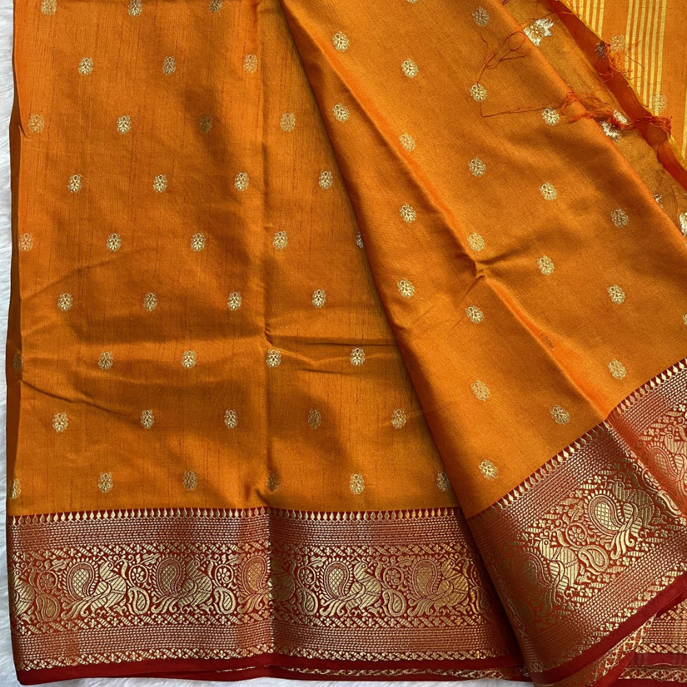 Semi Soft Silk - Mustard Orange - Butta All Over