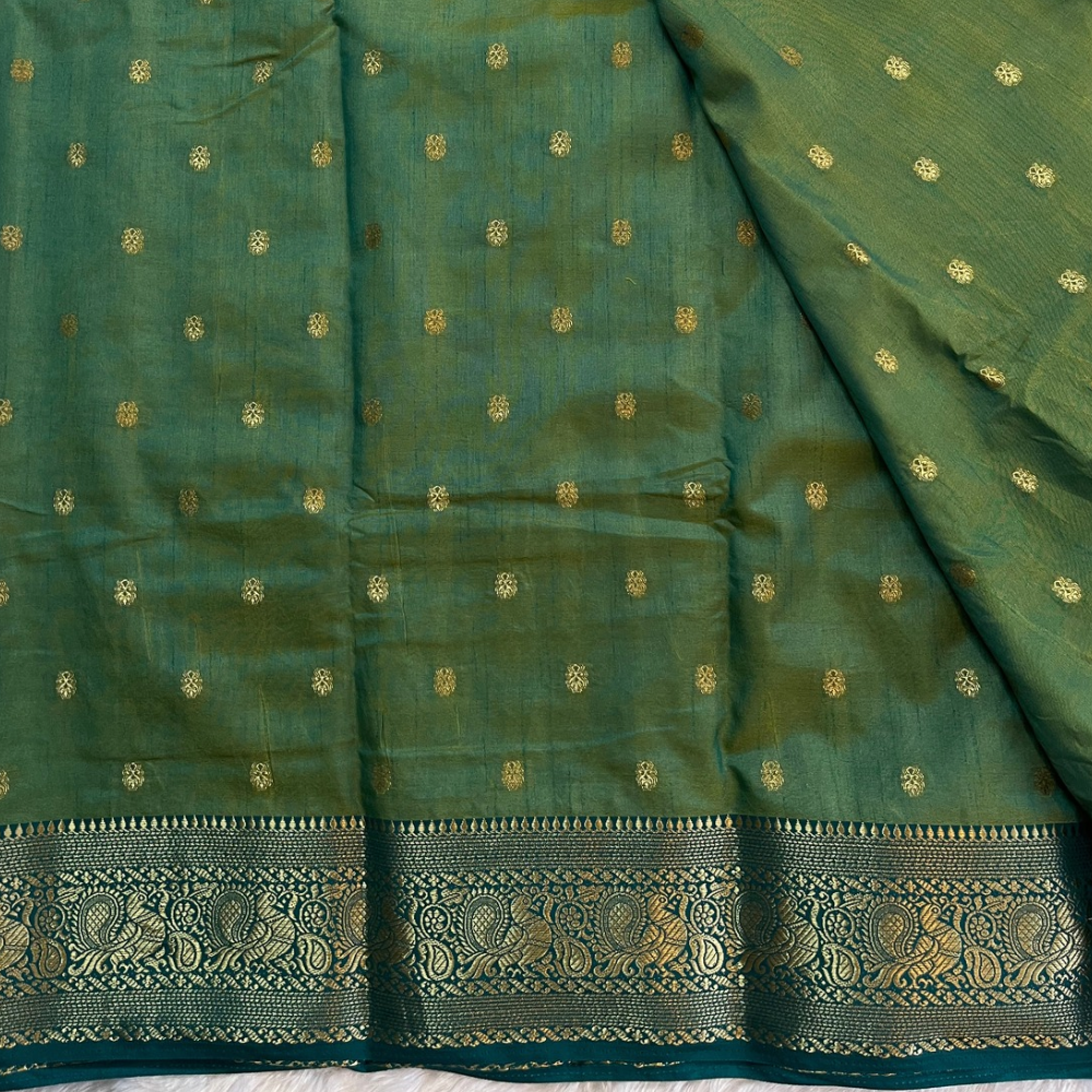 Semi Soft Silk - Dual Shade Green - Butta All Over