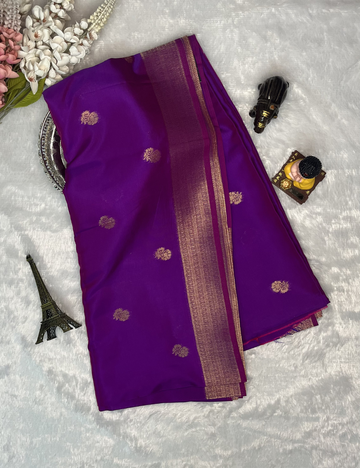 Semi Soft Silk Saree in Brinjal Purple – Grand Pallu with Bird Motifs