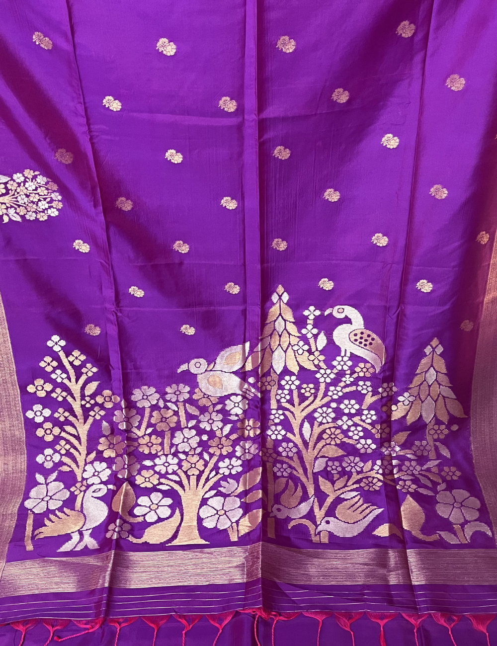 Semi Soft Silk Saree in Brinjal Purple – Grand Pallu with Bird Motifs