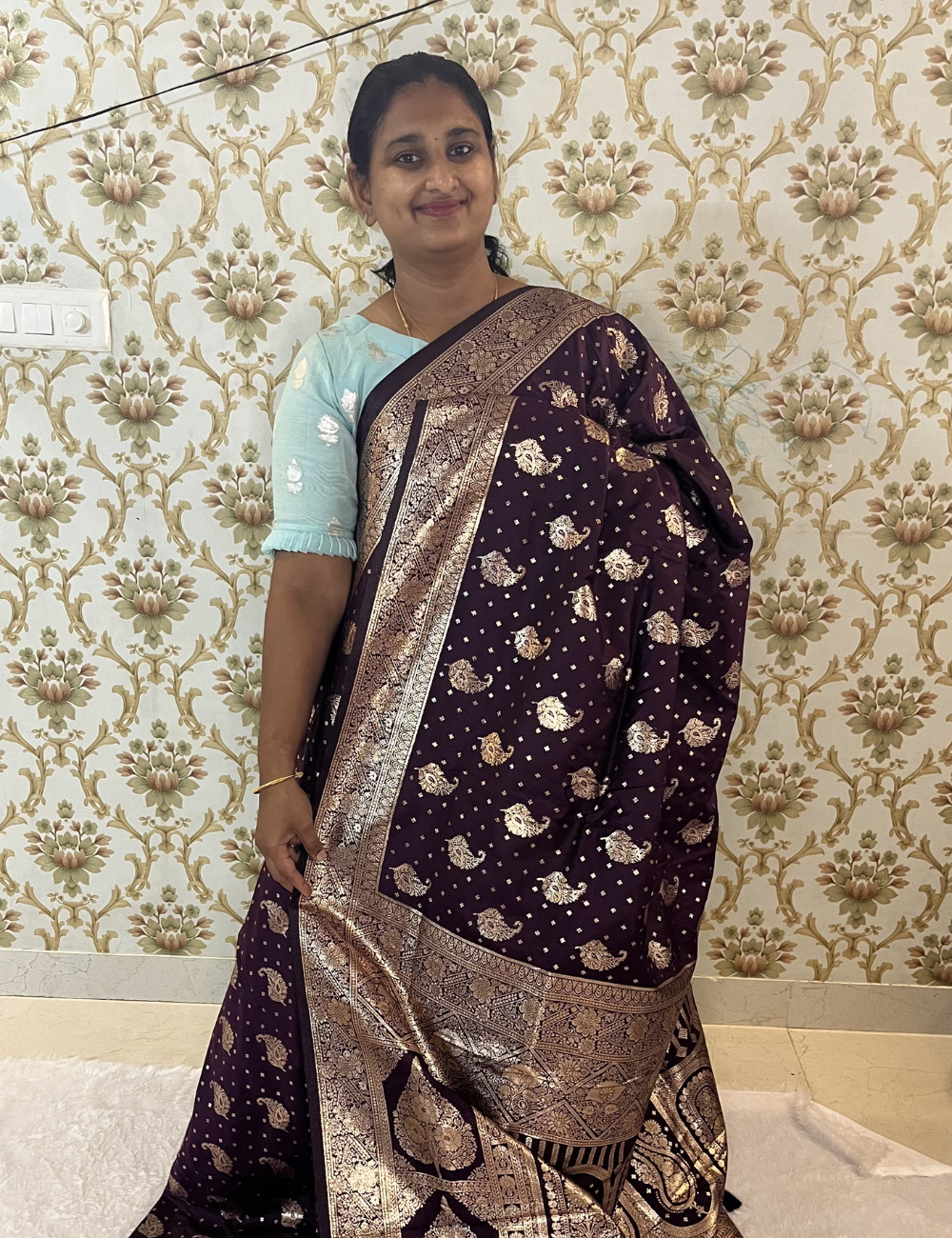 Varanasi Saree with Rich Brocade Designs - Grand Pallu - Dark Purple