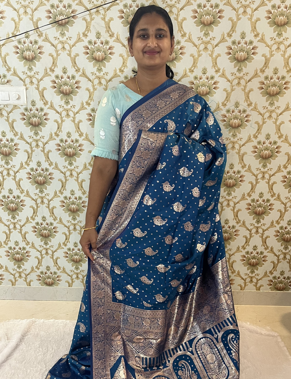 Varanasi Saree with Rich Brocade Designs - Grand Pallu - Blue