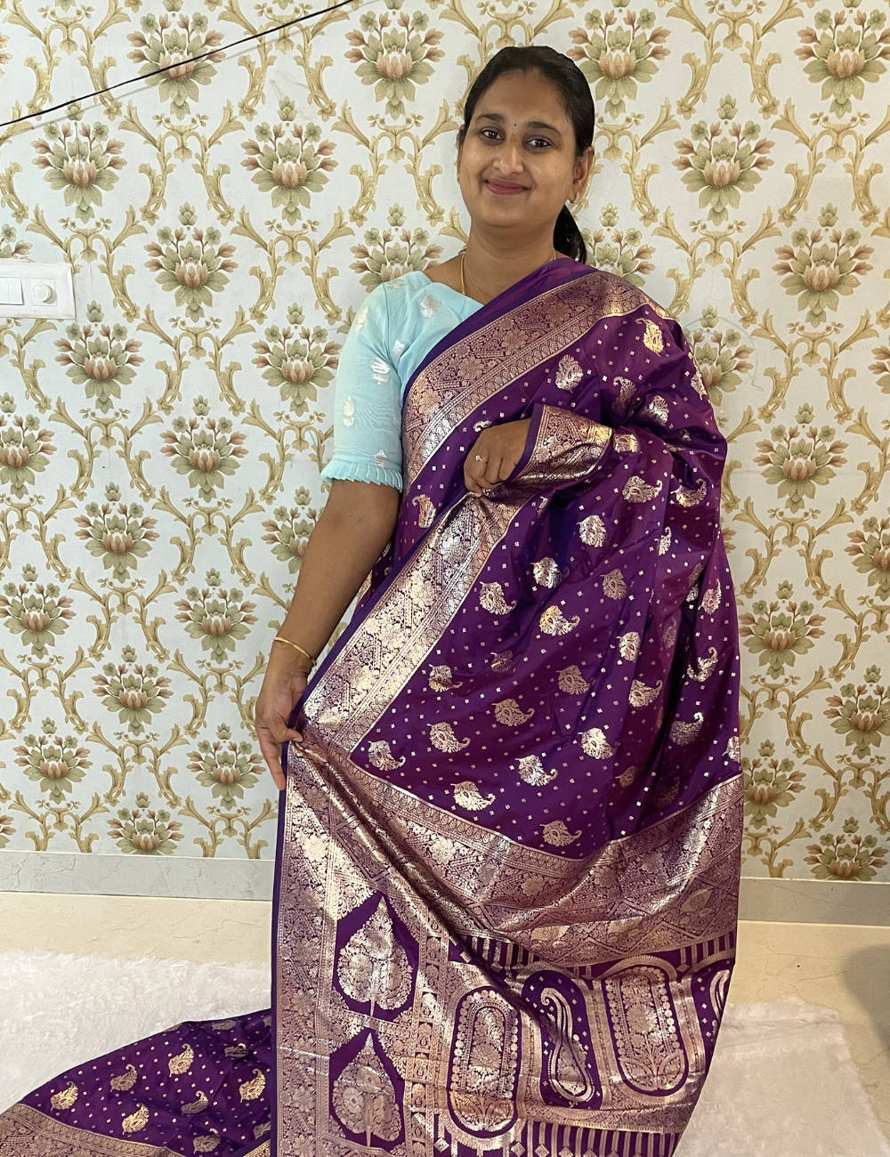 Varanasi Saree with Rich Brocade Designs - Grand Pallu - Purple Colour