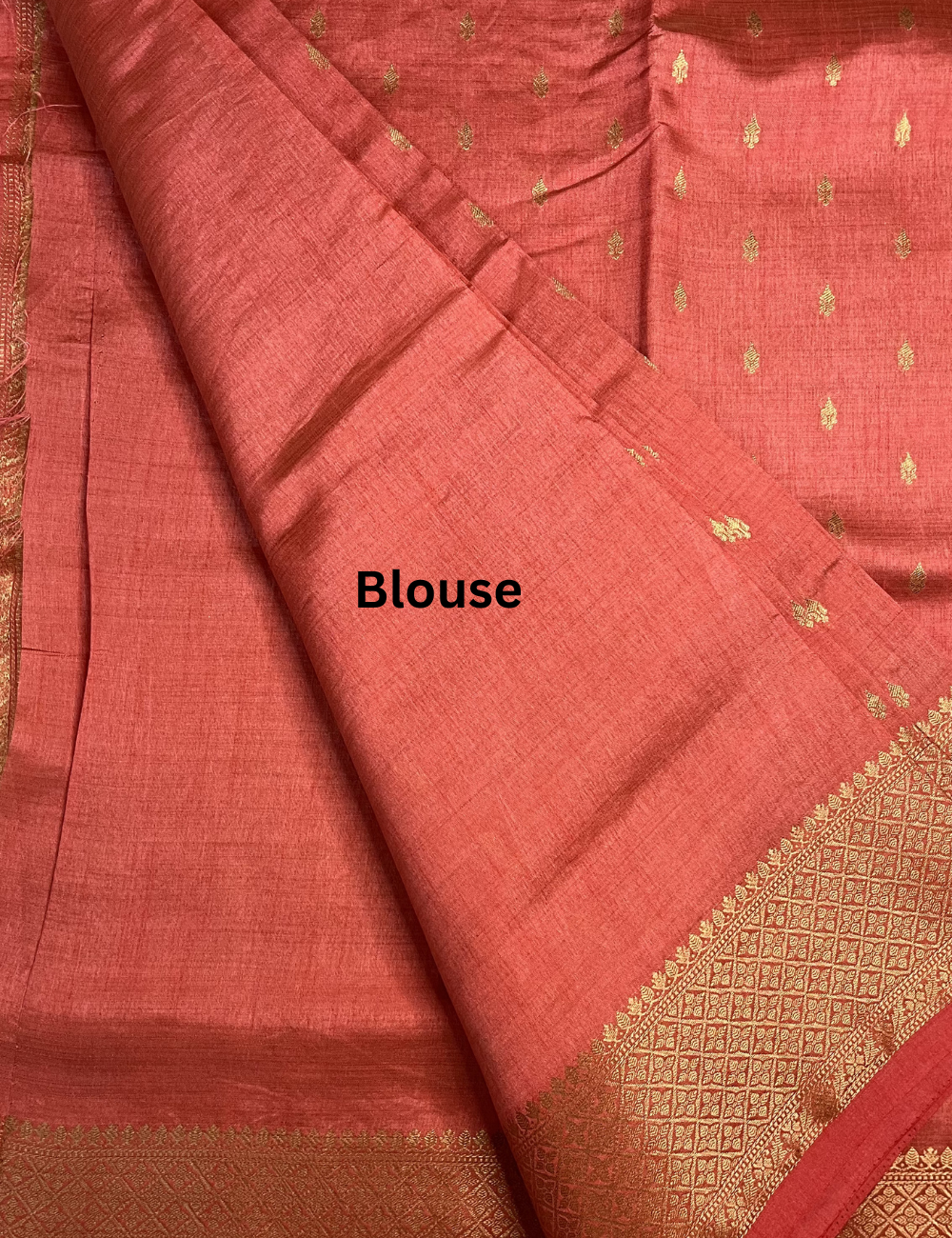 Peach colour Semi Tussar Saree with Butta All Over - Rich Traditional Border