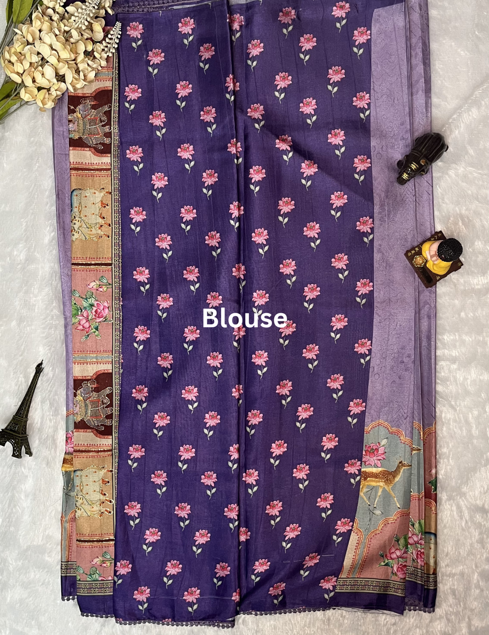 Designer Saree - Artistic Heritage Embroidered Motifs - Lavender Colour