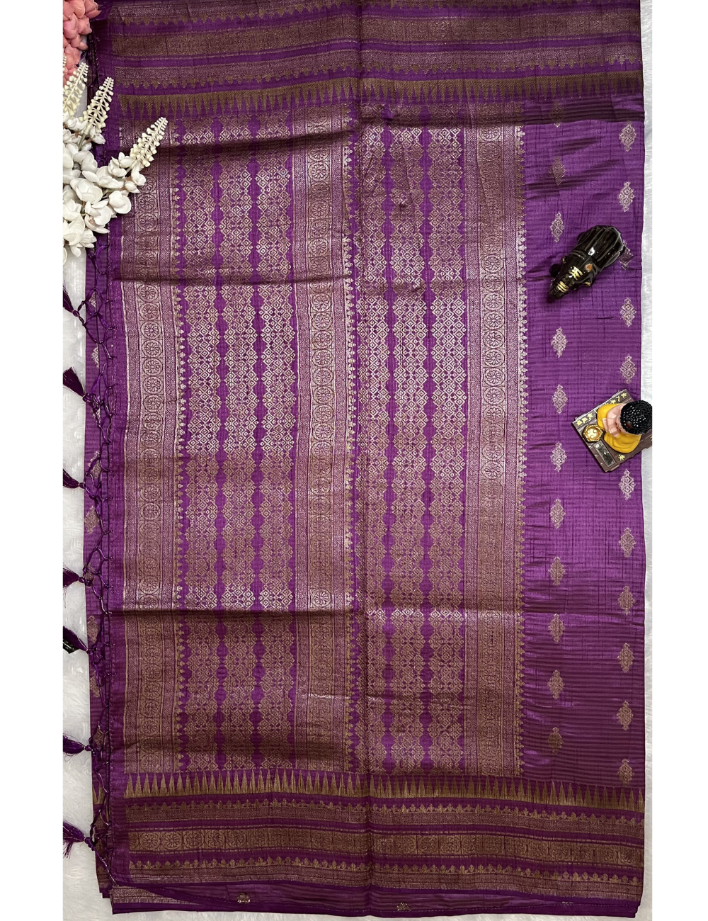 Semi Tussar Saree in Purple Colour - Rich Border