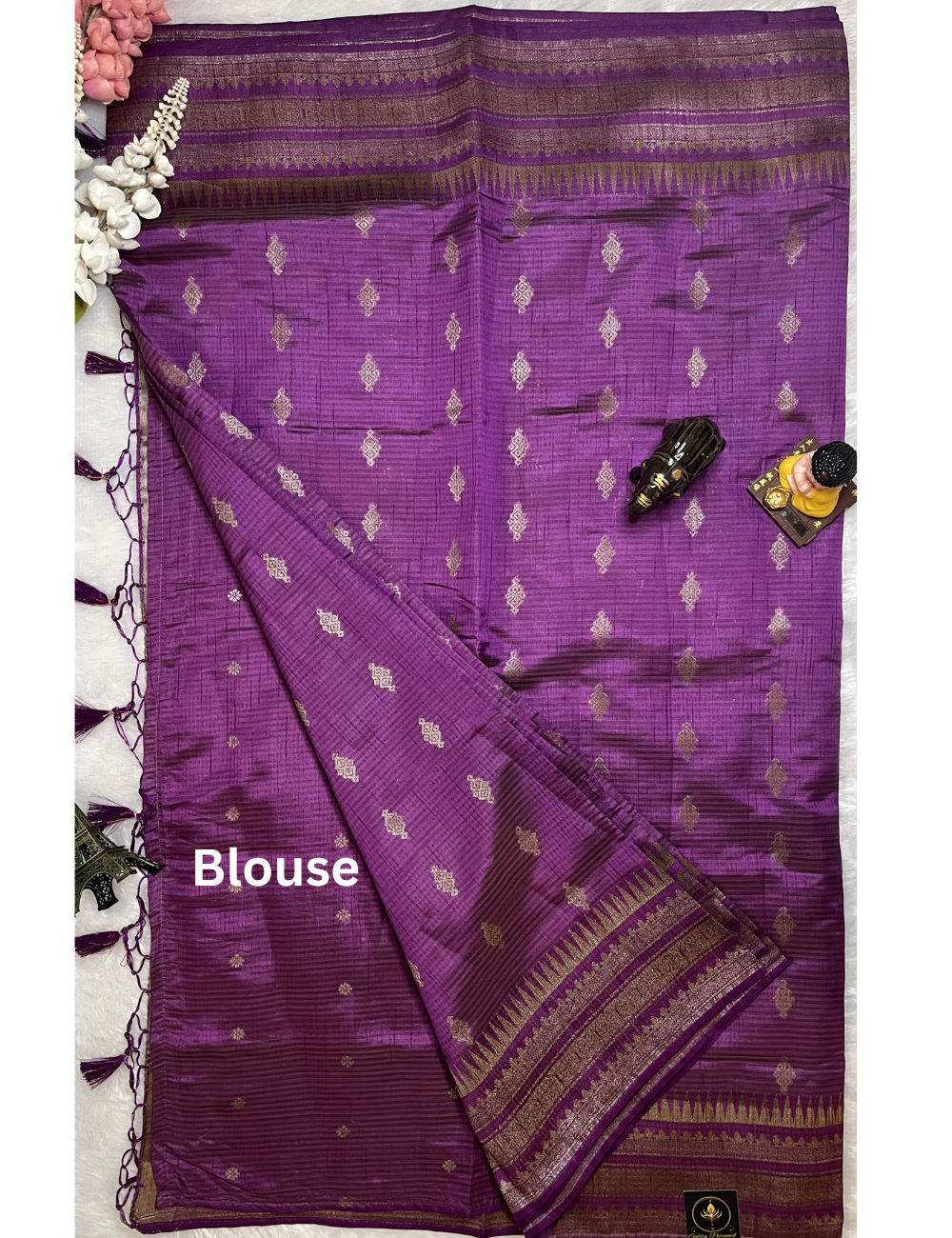 Semi Tussar Saree in Purple Colour - Rich Border