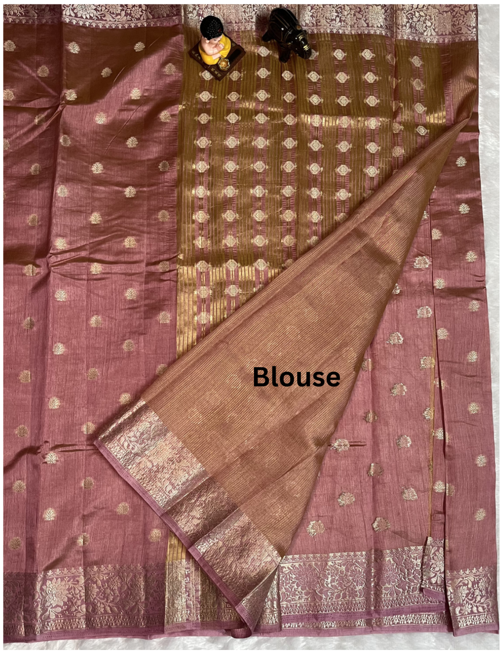 Onion Pink Semi Tussar Saree  - Butta All Over - Lightweight